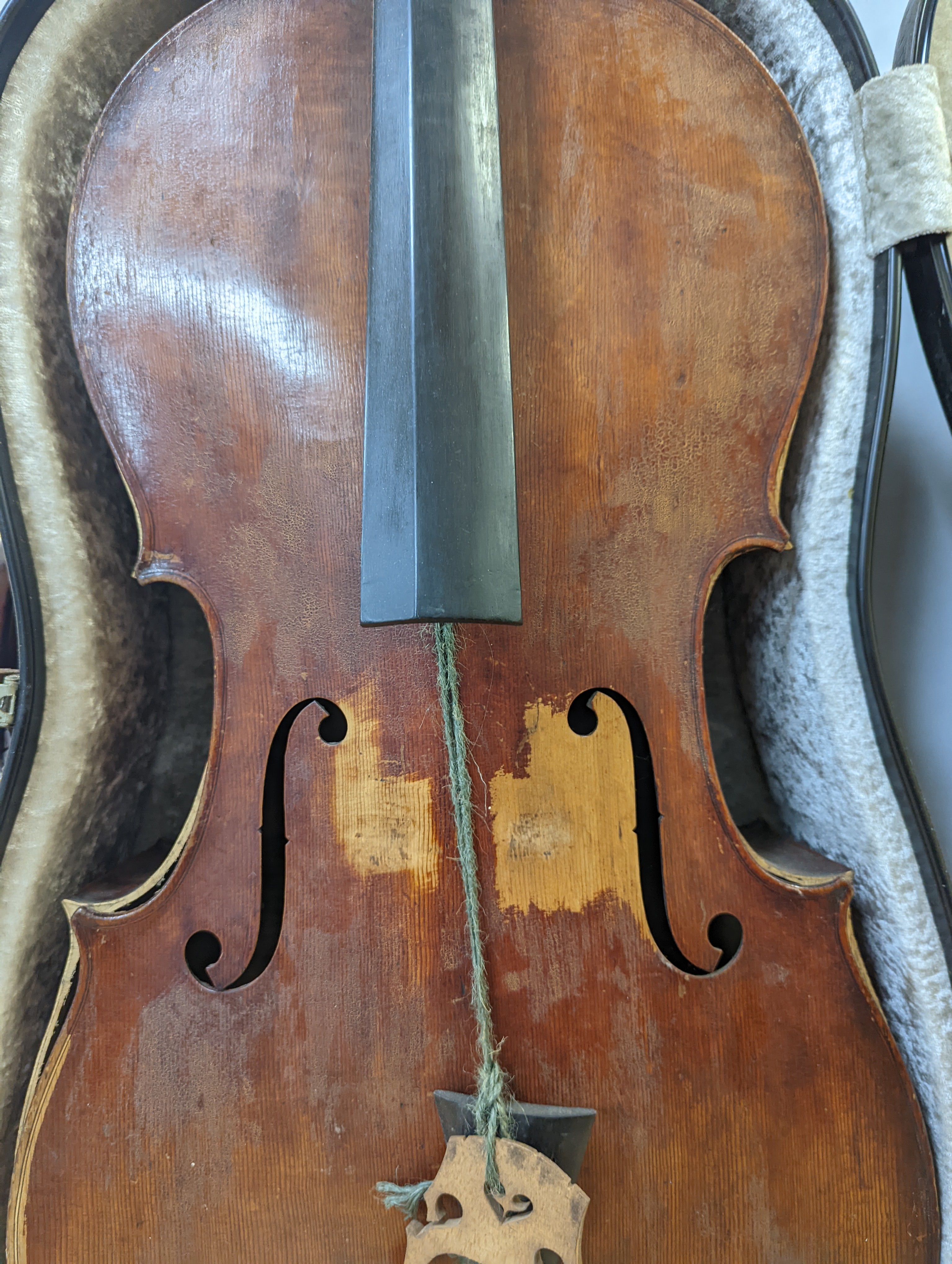 A 19th century German cello, labelled E M Blankert, cased